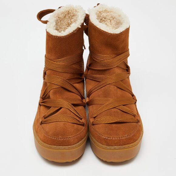 See by Chloe Brown Suede Lace Up Flat Ankle Boots Size 39 - Picture 3 of 4